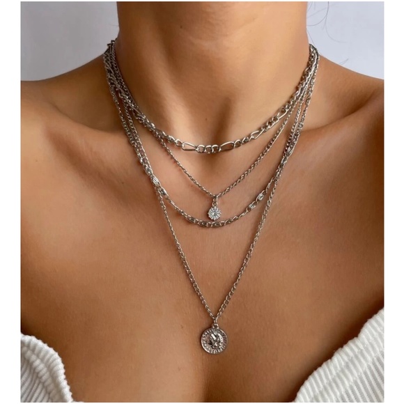 Jewelry - Boho Silver Tone Multilayer Necklace